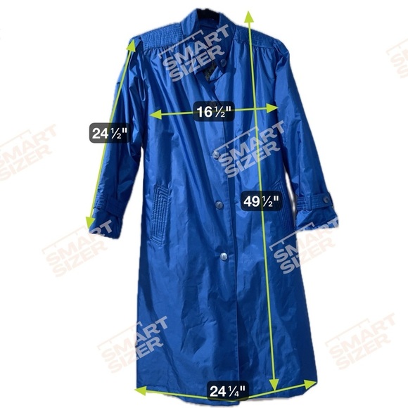 VTG Chiango by Fleet Street Electric Blue Trench Coat Quilted Insulated Liner - Picture 12 of 13